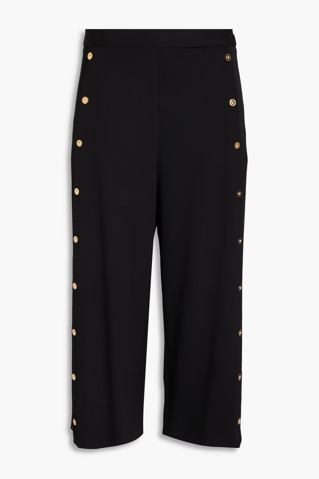 Широкие брюки из эластичного крепа с пуговицами Versace, черный