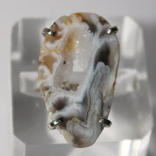 Кольцо True Stones, агат, размер 17, бежевый, серый