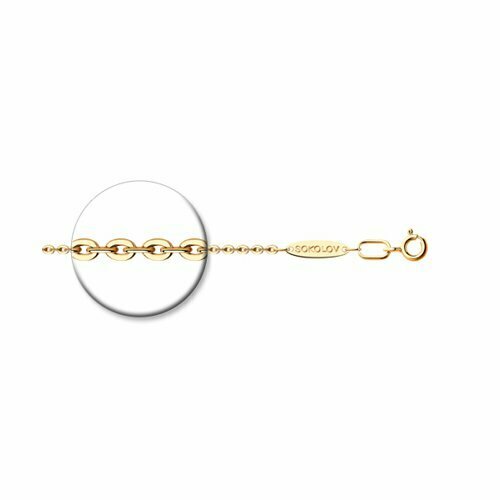 Цепь Diamant online Якорь, серебро, 925 проба, золочение, длина 55 см, средний вес 4.13 г