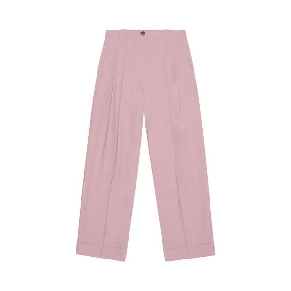 GANNI Драпированные меланжевые свободные брюки со складками со средней посадкой, цвет Розовый