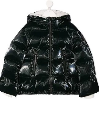 Moncler Enfant глянцевый пуховик с капюшоном