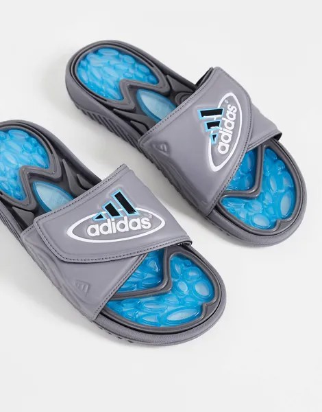 Серые и небесно-голубые шлепанцы adidas Originals Retossage