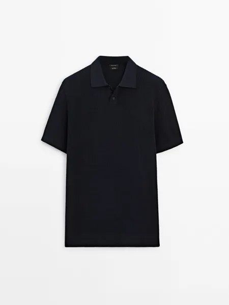 Трикотажная рубашка-поло с короткими рукавами Massimo Dutti, синий