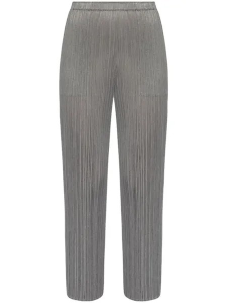 Pleats Please Issey Miyake брюки прямого кроя со складками, серый