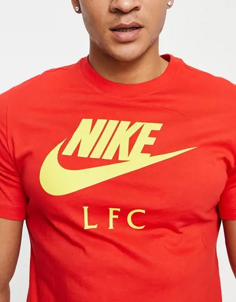 Красная футболка с логотипом-галочкой Nike Football Liverpool FC Futura-Красный