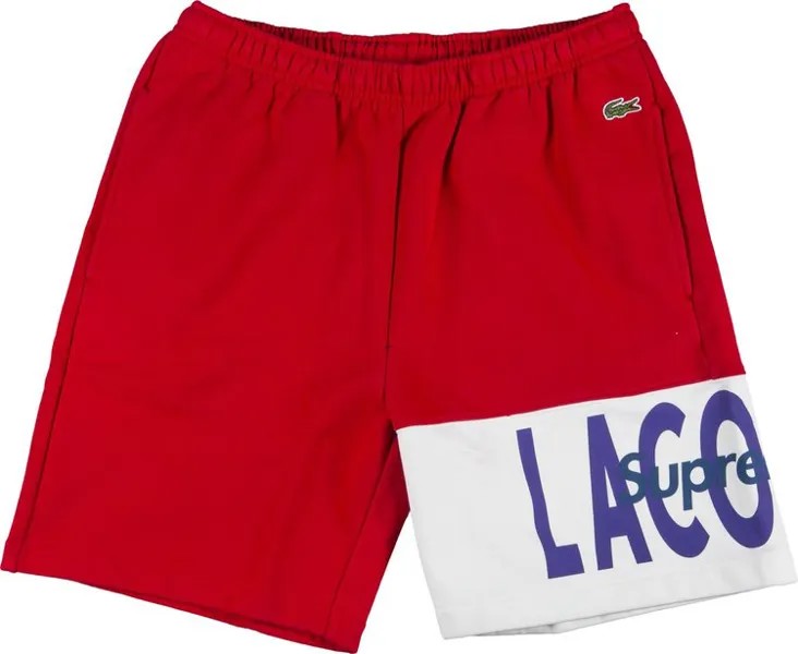 Спортивные шорты Supreme x Lacoste Logo Panel Sweatshort 'Red', красный