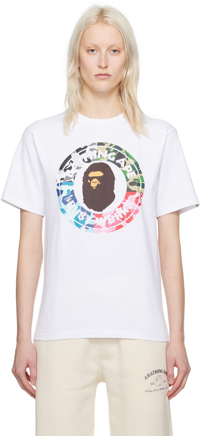 Белая футболка ABC Camo Crazy Busy Works Bape