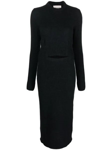 Semicouture платье из смесовой шерсти с вырезами, серый