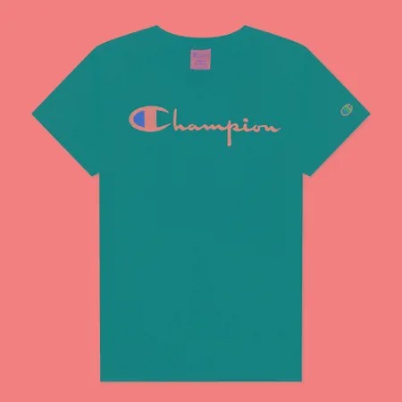 Женская футболка Champion Reverse Weave Big Logo Crew Neck Regular Fit, цвет чёрный, размер M