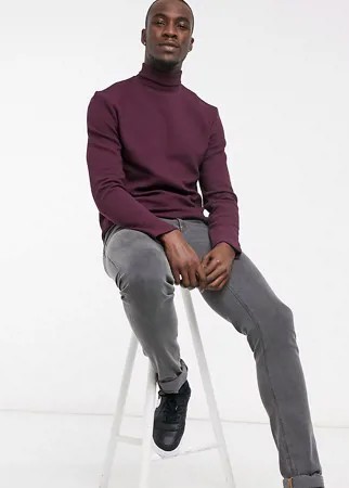 Лонгслив-водолазка из фактурной ткани бордового цвета ASOS DESIGN Tall-Красный