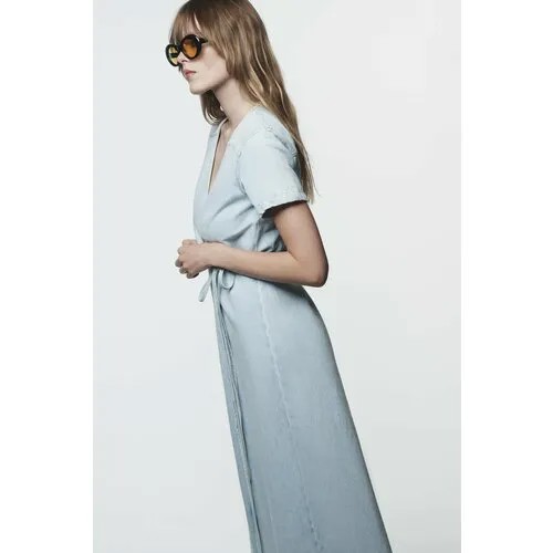 Сарафан Zara, хлопок, размер M, голубой