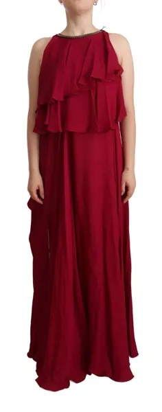 Платье PLEIN SUD, длинное макси без рукавов, с рюшами и рюшами, орхидея, шелк IT44/US10/L $1400