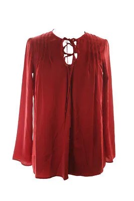 Studio M Красная атласная блузка с длинными рукавами и завязками спереди XS