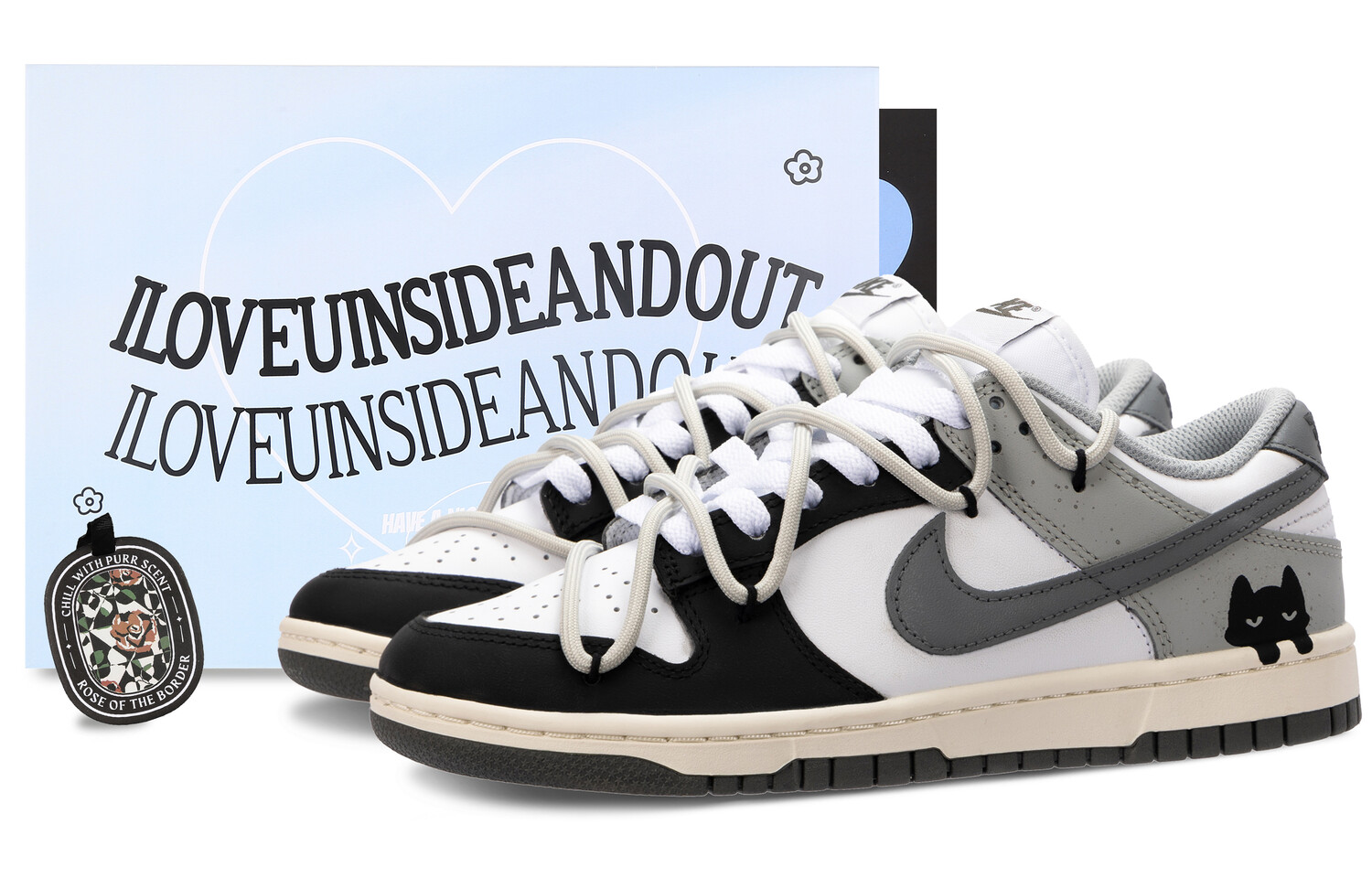 Кроссовки Nike Dunk Skateboarding Shoes Women's Low-top Black/white/gray, черный/белый/серый