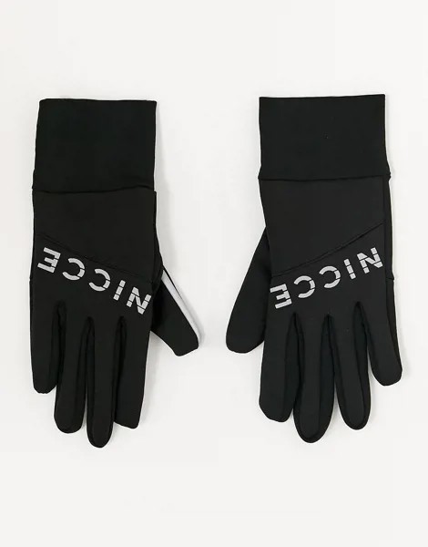 Черные перчатки со светоотражающим логотипом Nicce-Черный