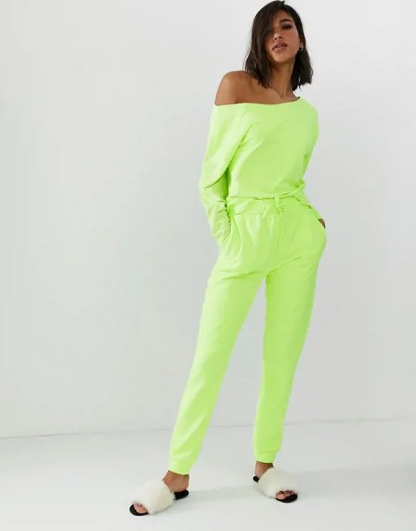 Спортивные брюки для дома неоновой расцветки ASOS DESIGN-Зеленый