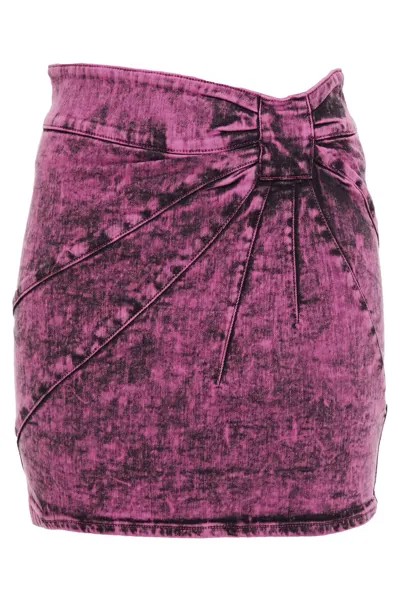Джинсовая мини-юбка со сборками и принтом тай-дай Redvalentino, фиолетовый