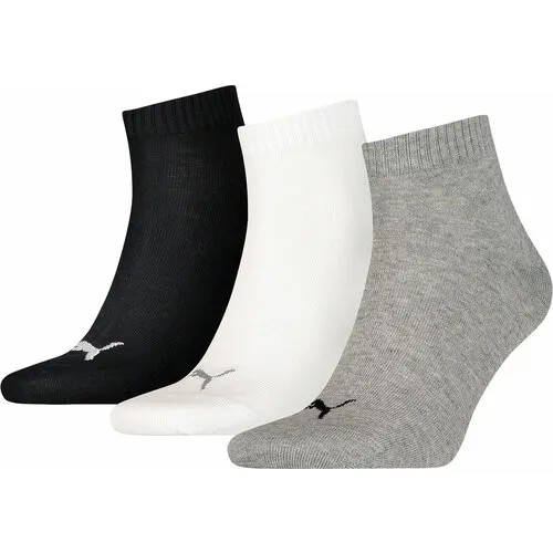 Носки PUMA Unisex Quarter Plain, комплект, 3 пары, размер 43/46, разноцветный