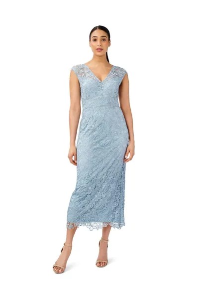 Гипюровое кружевное платье-колонна Adrianna Papell, синий