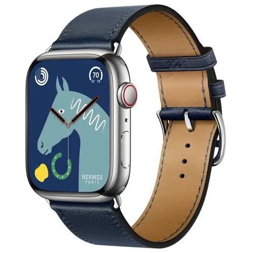 Часы Apple Watch Hermès Series 8 GPS + Cellular 45mm Silver Stainless Steel Case with Orange Swift Leather Single Tour