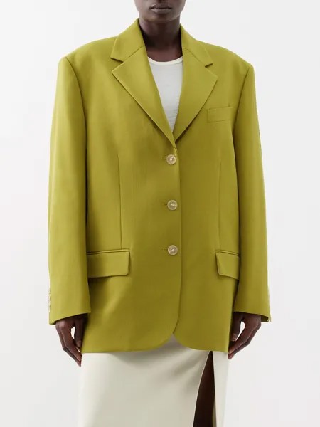 Однобортный пиджак строгого кроя juylie из твила Acne Studios, зеленый