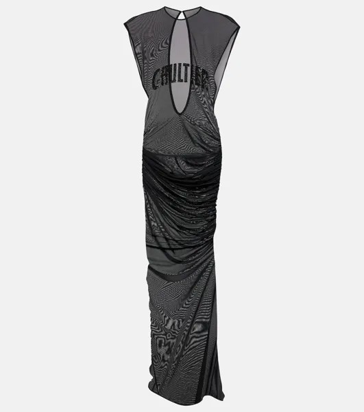 Платье макси из вышитой сетки Jean Paul Gaultier, черный