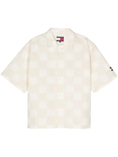 Tommy Jeans рубашка из поплина с шахматным узором, нейтральный цвет