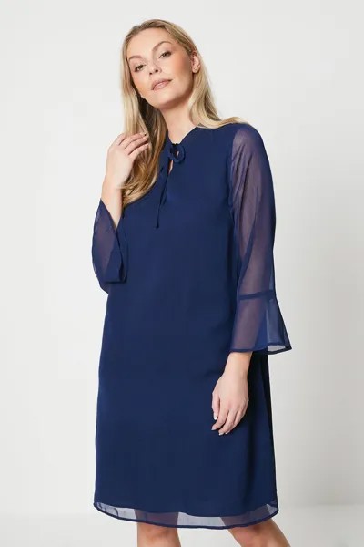 Платье прямого кроя с завязками Wallis, темно-синий