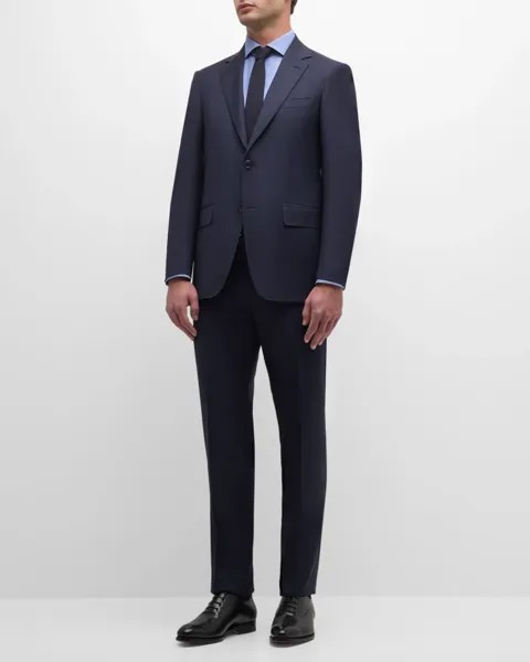 Мужской шерстяной костюм в клетку в тон Canali, цвет Navy