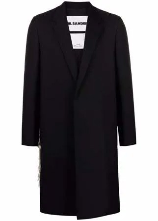 Jil Sander шерстяное пальто с нашивкой