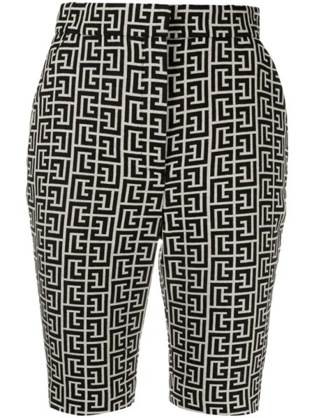 Balmain жаккардовые шорты с завышенной талией, нейтральный цвет