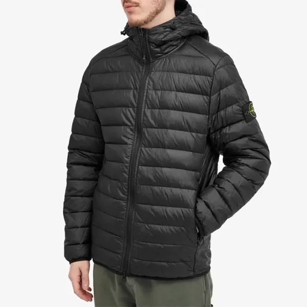 Stone Island Легкий пуховик с капюшоном, черный