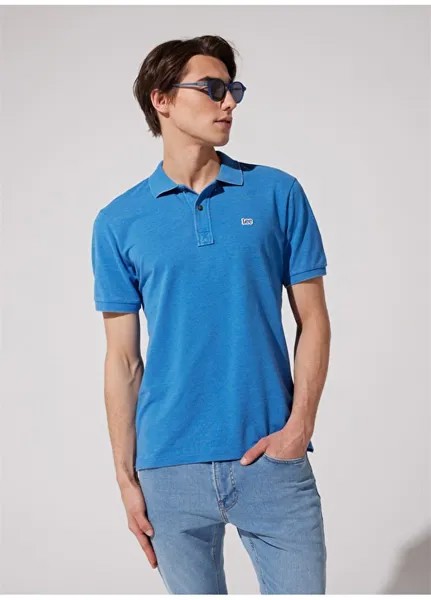 Синяя мужская футболка с воротником поло Lee