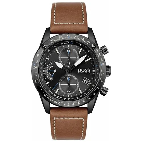 Наручные часы BOSS Pilot Edition, черный, коричневый
