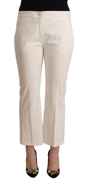 Брюки KAOS Белые хлопковые расклешенные женские брюки со средней талией IT46/US12/XL $150