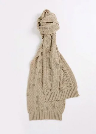 Бежевый шарф вязки «в косичку» Boardmans-Светло-бежевый цвет