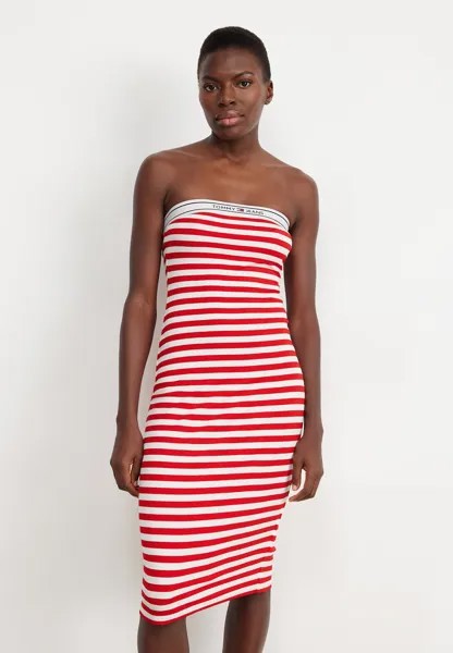 Платье из джерси LOGO TAPE STRIPE TUBE DRESS Tommy Jeans, цвет deep crimson