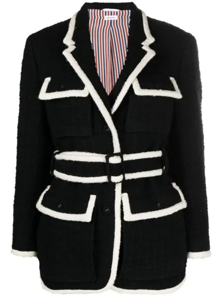 Thom Browne твидовая куртка с поясом, черный