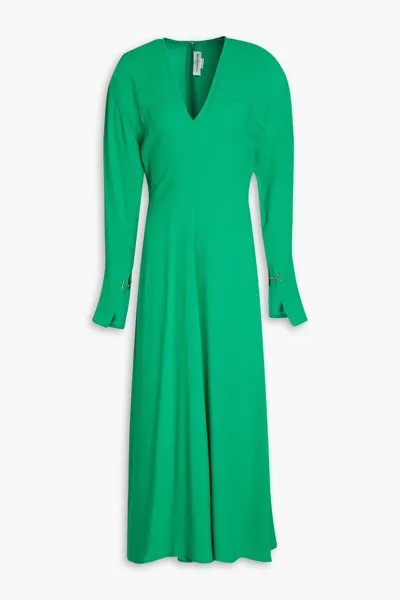 Плиссированное платье миди из крепа Victoria Beckham, ярко зеленый
