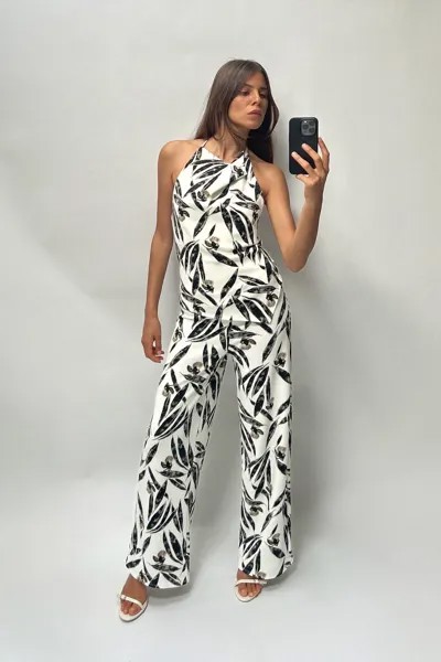 Широкие брюки пике с принтом ZARA, цвет printed