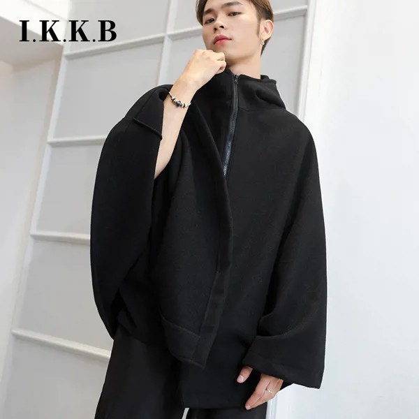 Новинка, Мужская одежда, плащ с капюшоном, Длинные куртки в Корейском стиле, Мужское пальто в стиле летучая мышь на осень и зиму, Мужская толс...