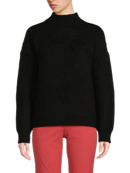 Вязаный свитер с воротником попкорн Calvin Klein, черный