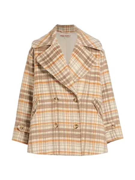 Большой клетчатый бушлат Highlands Free People, коричневый