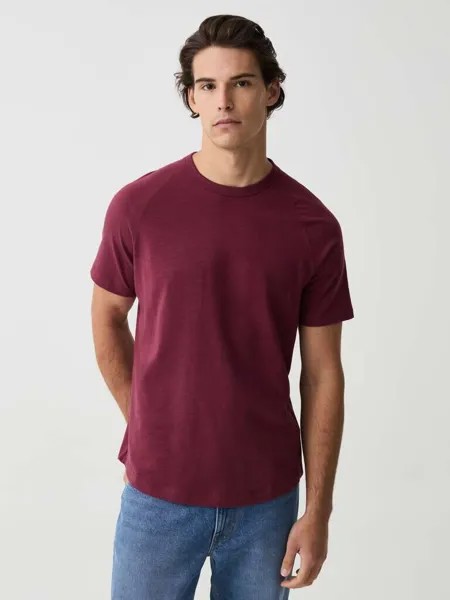 Футболка Slub из джерси с круглым вырезом Ovs, цвет burgundy
