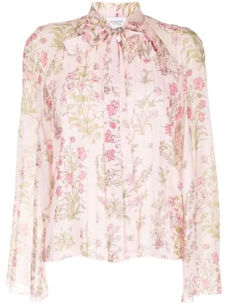 Giambattista Valli блузка с цветочным принтом и плиссировкой