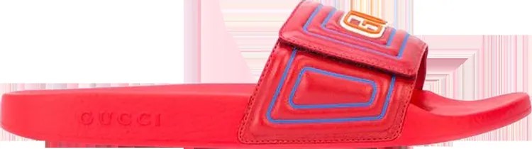 Сандалии Gucci Slide Gucci Logo - Hibiscus Red, красный