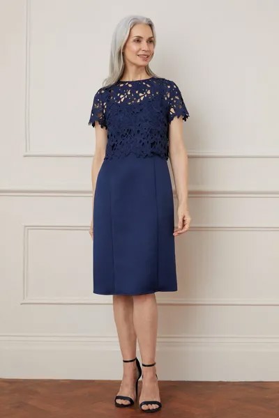 Кружевное платье прямого кроя 2 в 1 Wallis, темно-синий