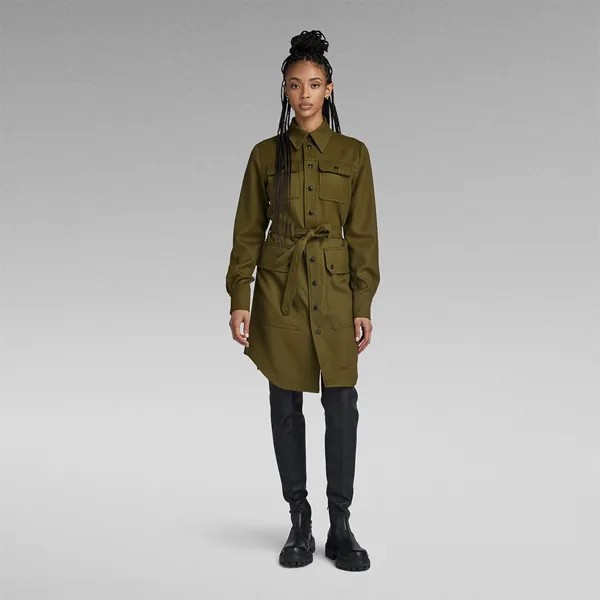Короткое платье G-Star Military Long Sleeve, зеленый