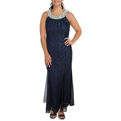 R-M Richards Женское вечернее платье темно-синего цвета с кружевом и украшением 14 BHFO 2972