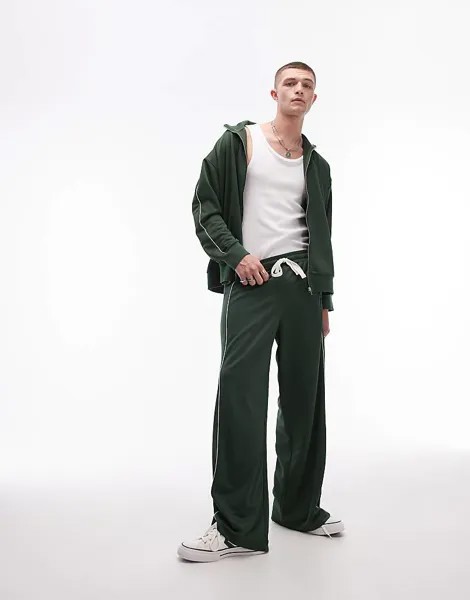 Topman — свободные джоггеры спортивного зеленого цвета с контрастными двусторонними профилями в тон